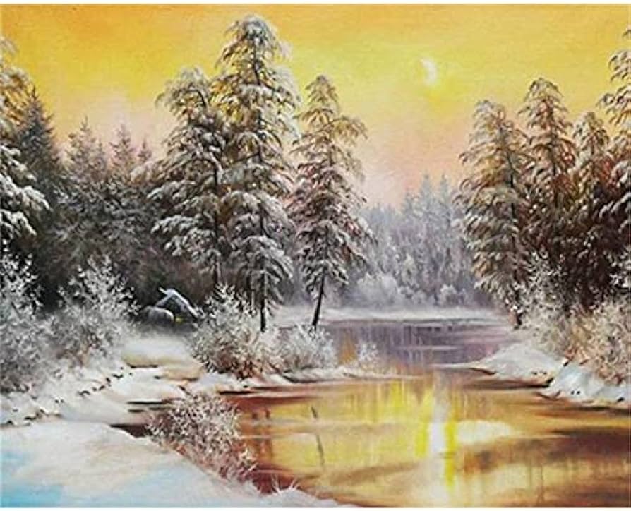 Loring by numbers winter pictures oil painting by numbers snow landscape home der kits drawing canvas handpainted qi xcm no frame home kitchen