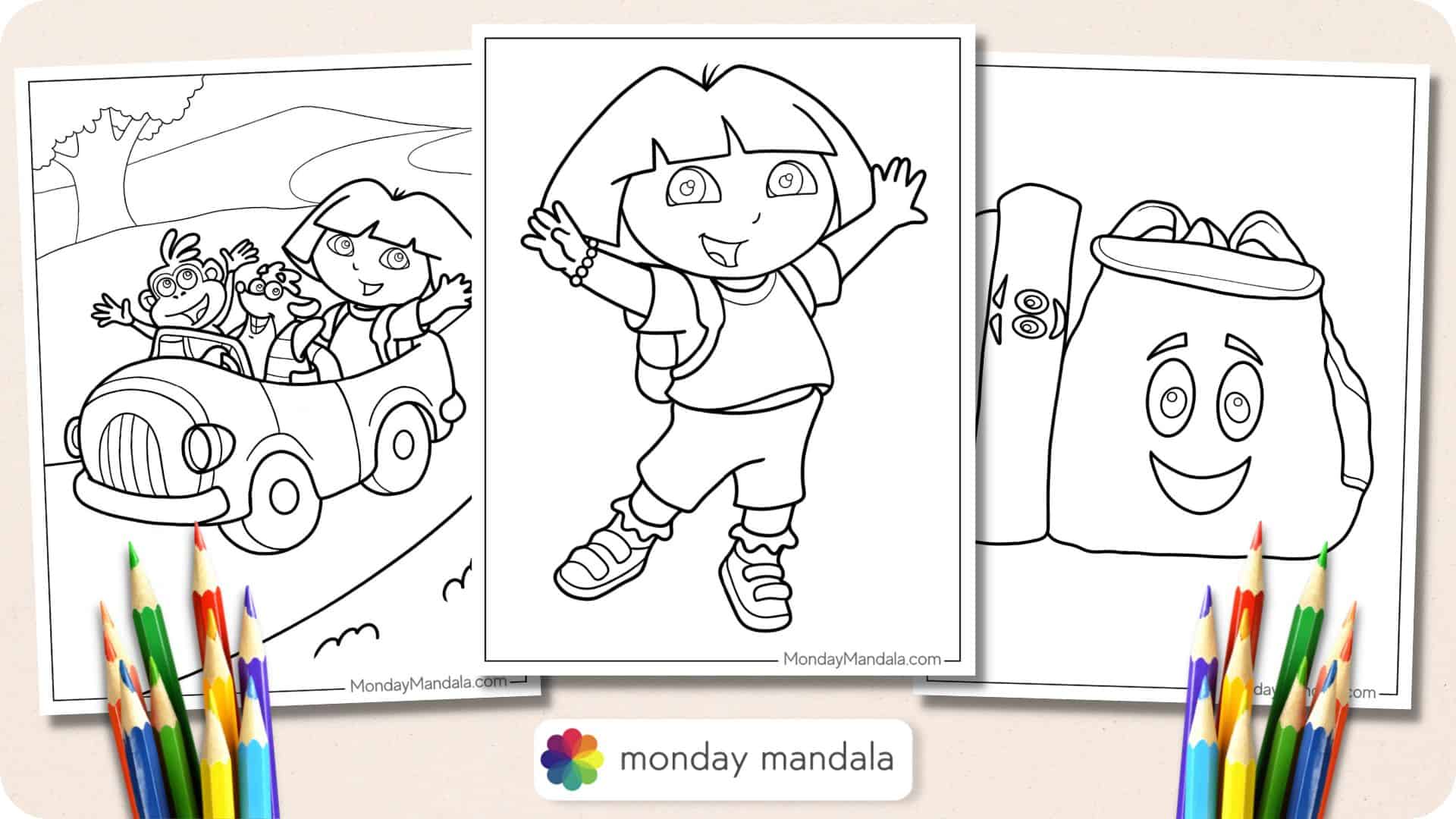 Dora the explorer coloring pages free pdf printables