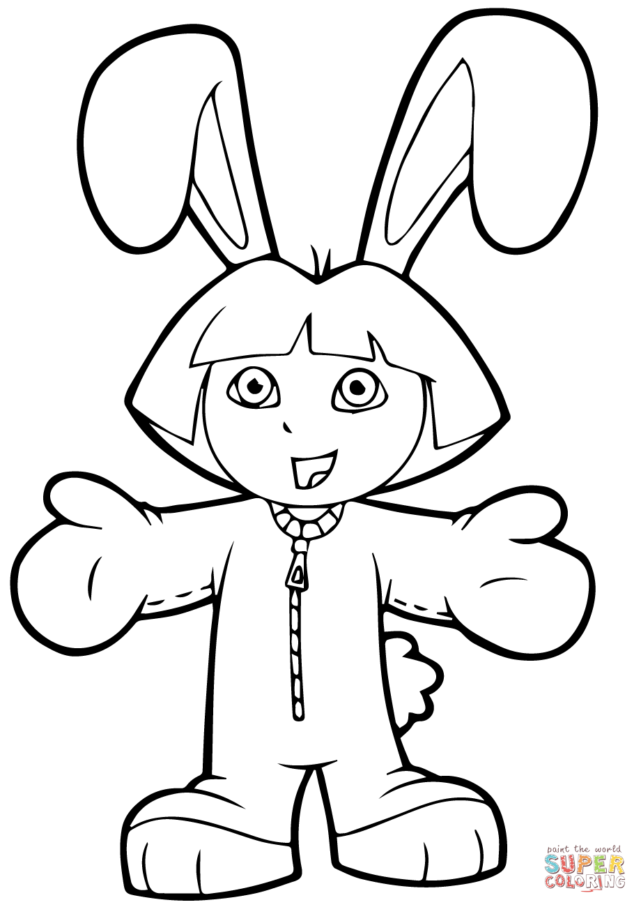 Easter dora coloring page free printable coloring pages