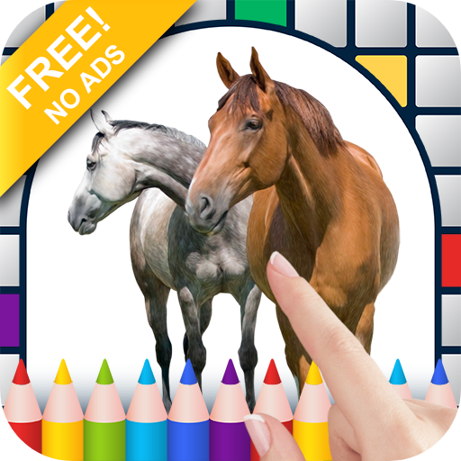 All horses pixel art color by number game