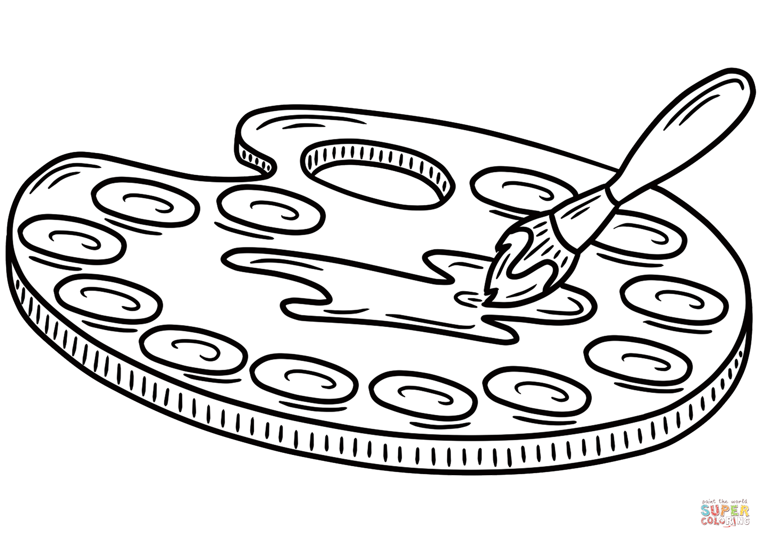 Paint palette coloring page free printable coloring pages