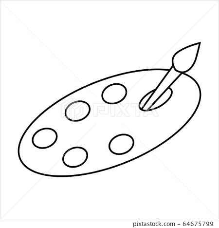 Coloring page outline of brush and paint on the