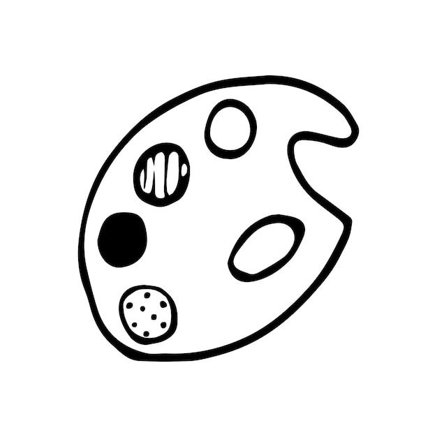 Premium vector hand drawn doodle paint palette vector black and white paints drawing material outline