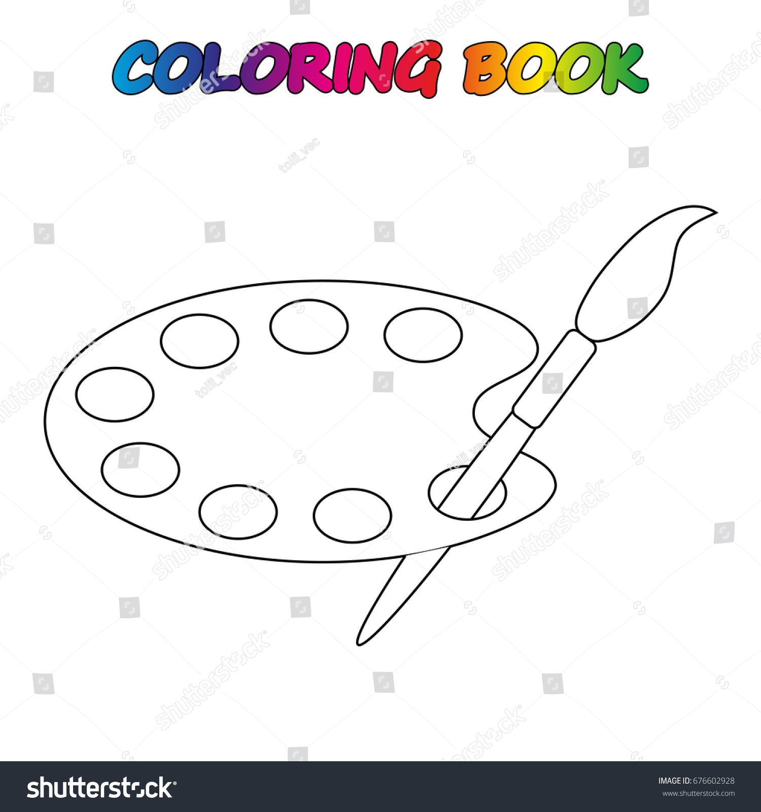 Paint brush coloring book game kids stock vector royalty free