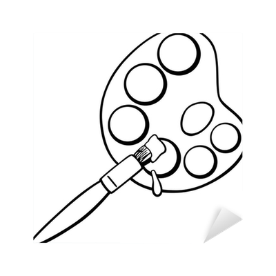 Sticker brh and palette clip art coloring page