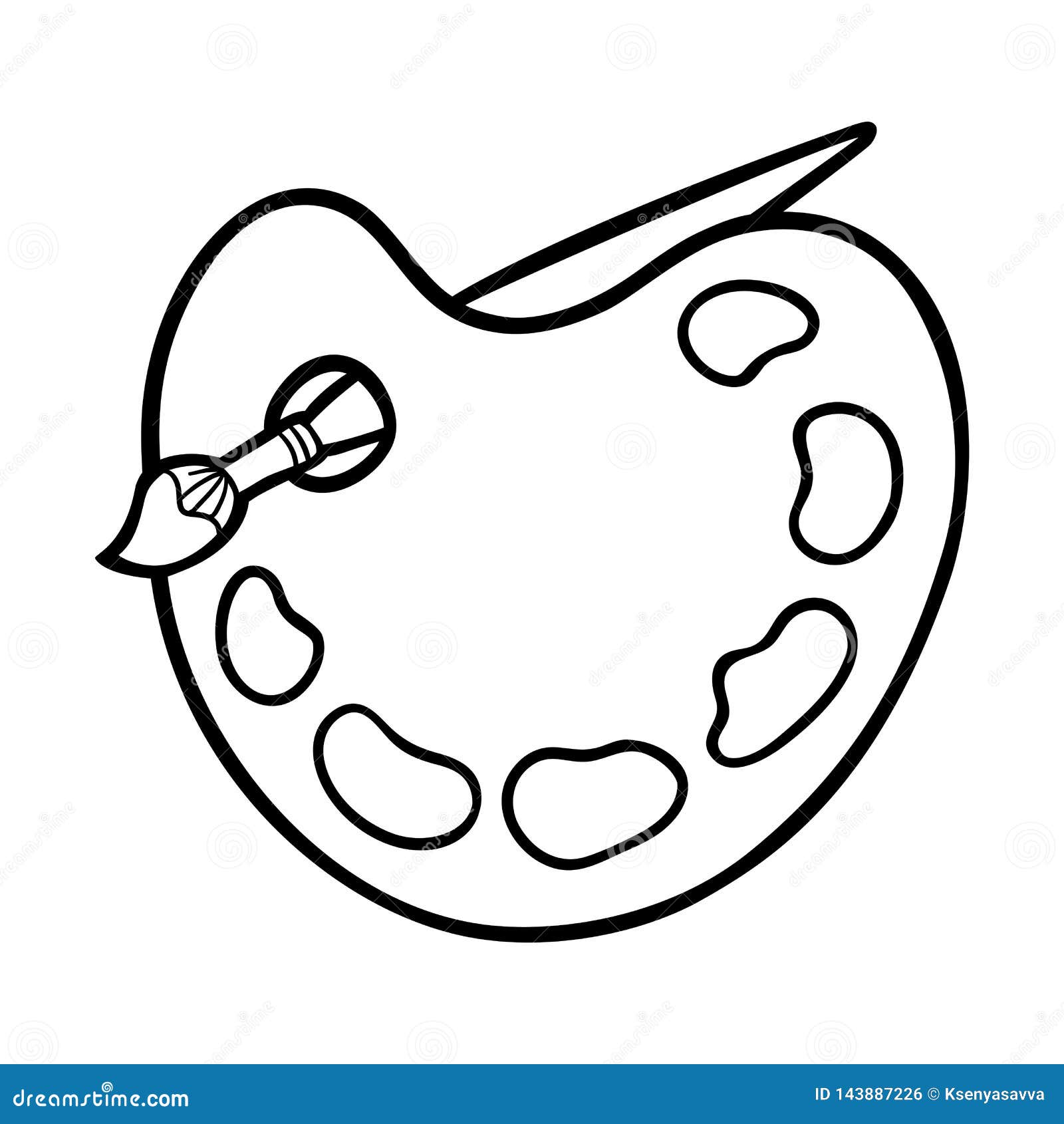Coloring book art palette with paint brush stock vector