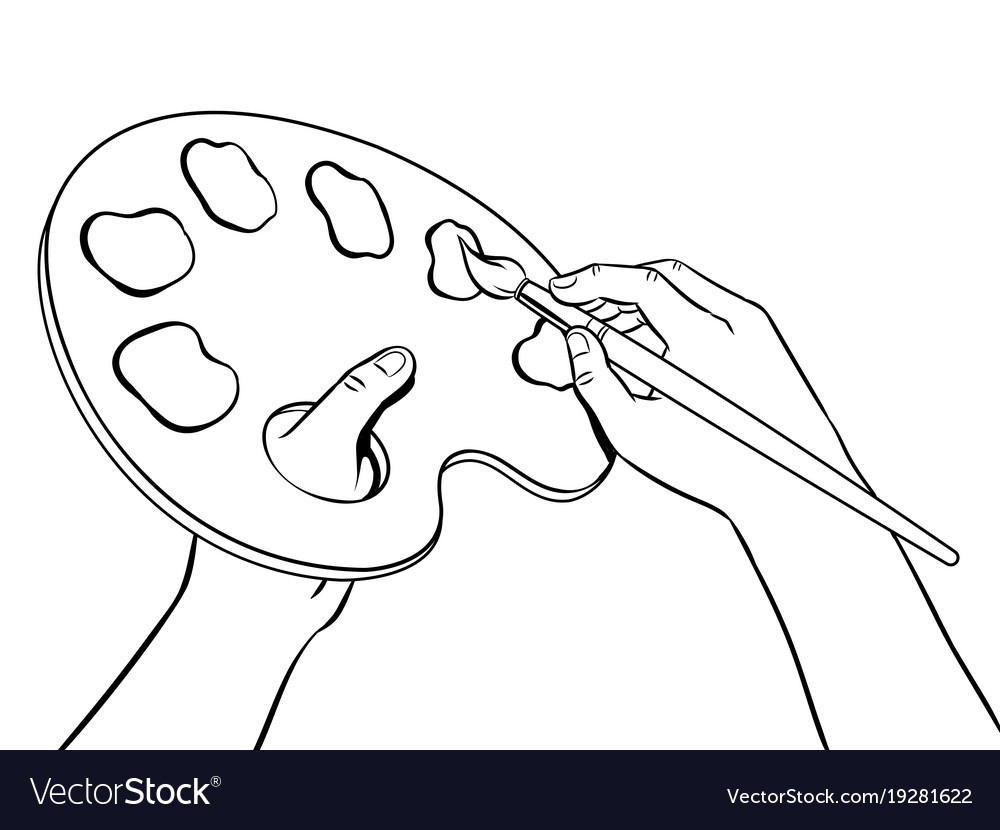 Palette with paints coloring book royalty free vector image