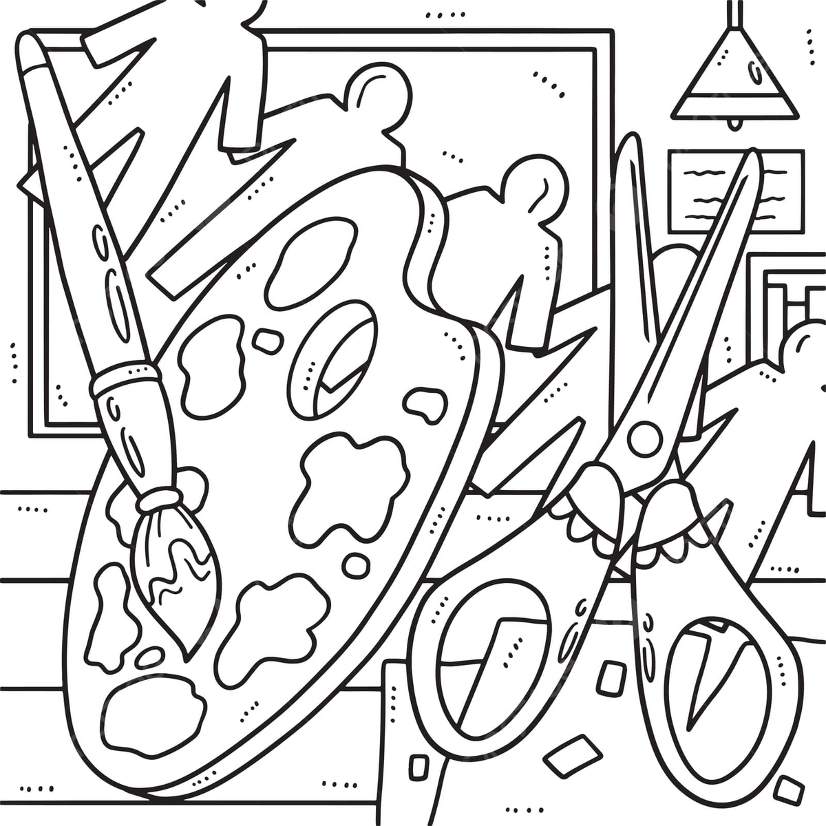Coloring page celebrating the end of school with a paint palette vector learn page education png and vector with transparent background for free download
