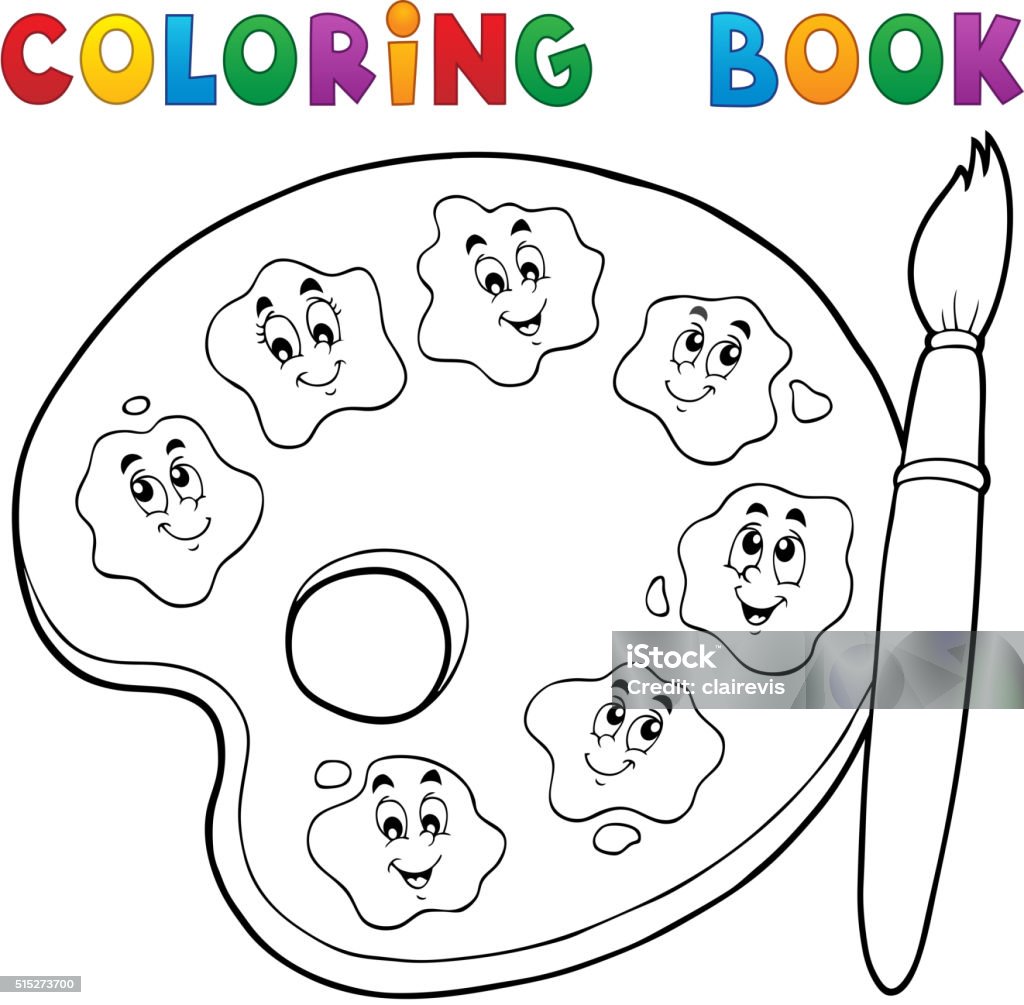 Coloring book paint palette theme stock illustration