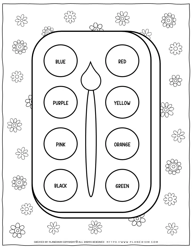 Paint palette coloring page