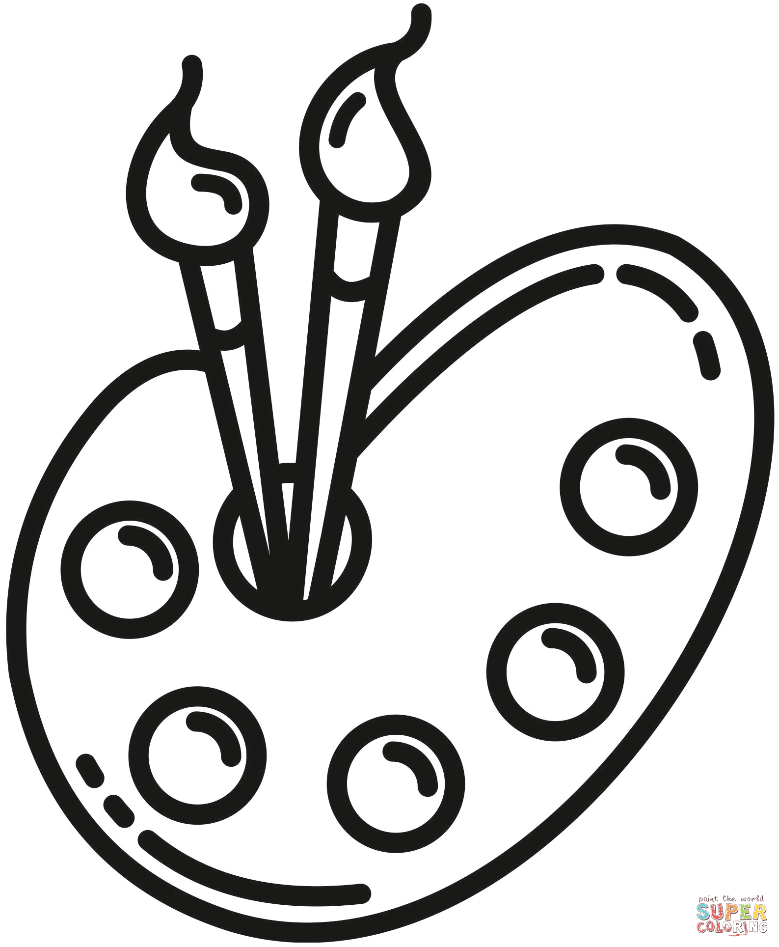Paint palette coloring page free printable coloring pages