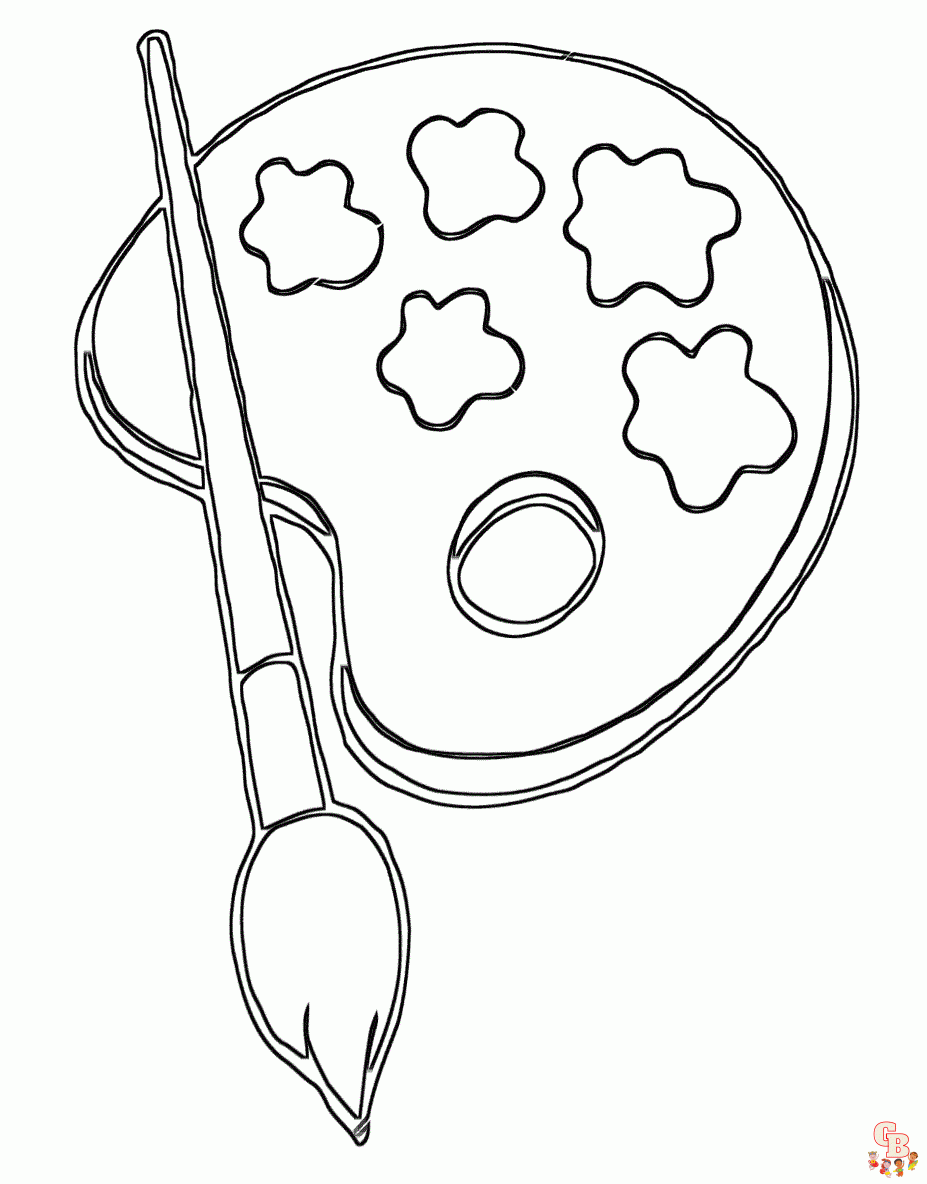 Printable paintbrush coloring pages free for kids and adults