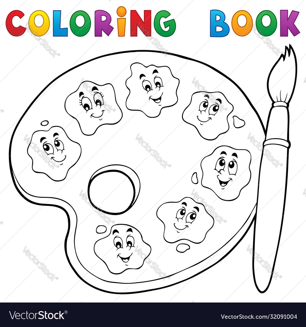 Coloring book paint palette theme royalty free vector