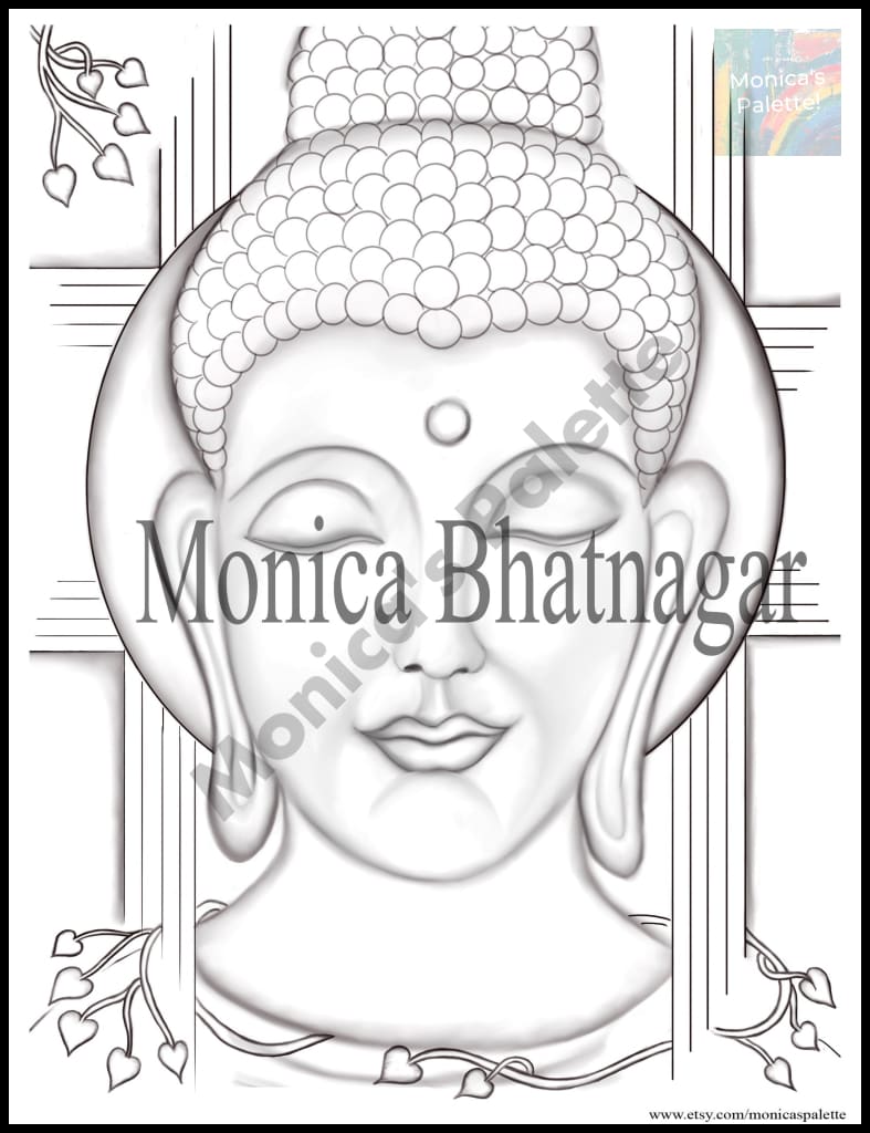 Printable abstract buddha color the painting