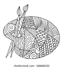 Artists palette zentangle pattern coloring book stock vector royalty free