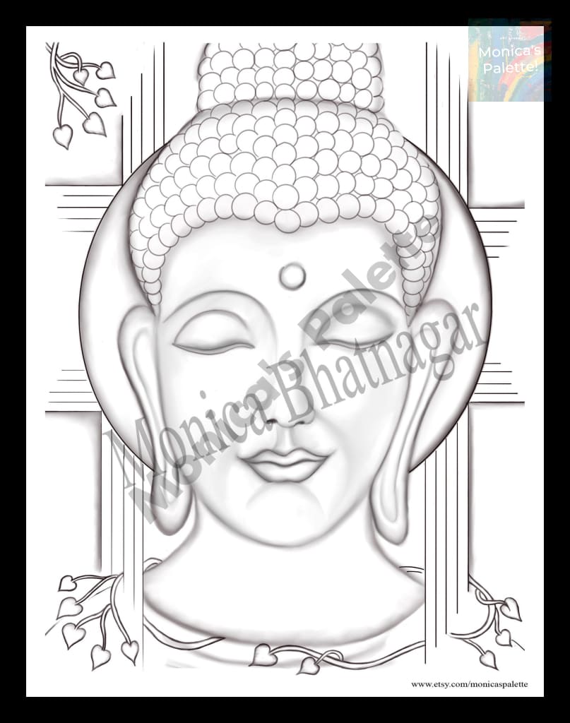 Printable abstract buddha color the painting