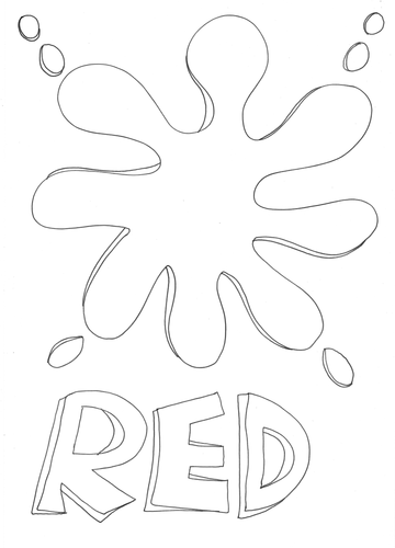 Red colours splodge colouring page teaching resources
