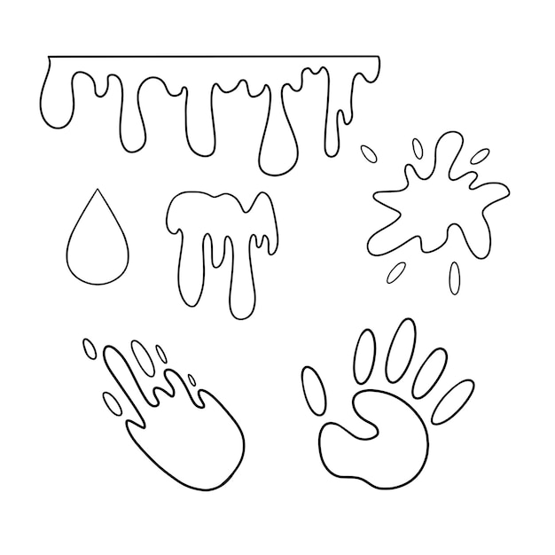 Premium vector monochrome set of different paint spots blots spilled paint vector cartoon