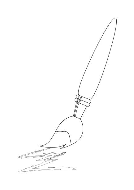 Black and white painting brush vector clipart coloring page of painting brush stock illustration