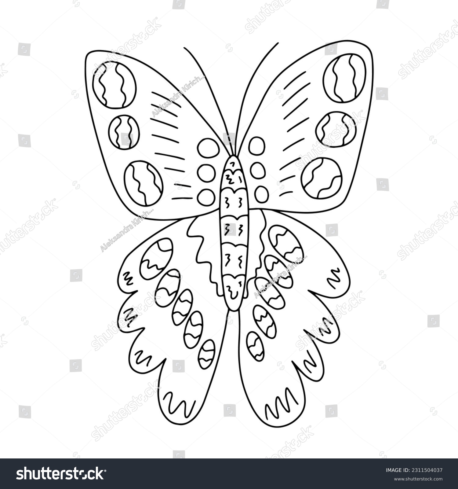 Vector peacock butterfly coloring page hand stock vector royalty free
