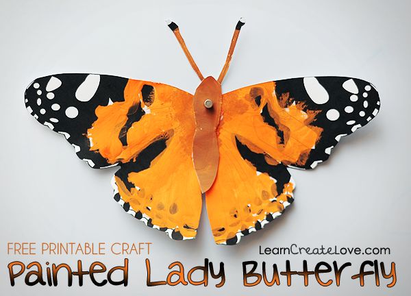 Printable craft painted lady butterfly woman painting printable crafts free printable crafts