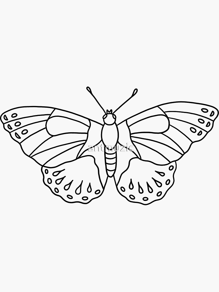 Painted lady butterfly line drawing bug art sticker for sale by antmuzic