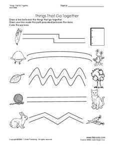 Things that go together worksheet for pre