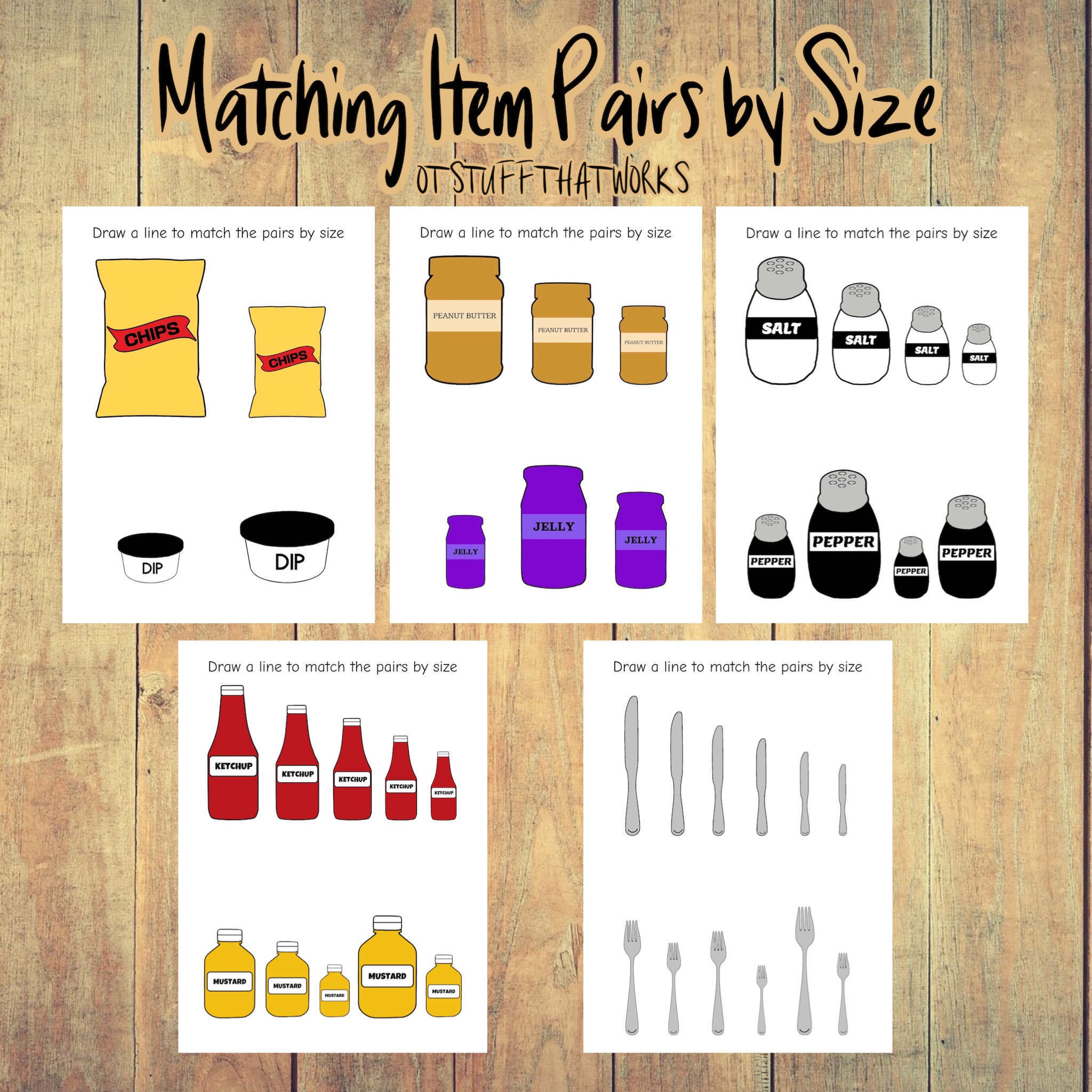 Matching pairs by size things that go together