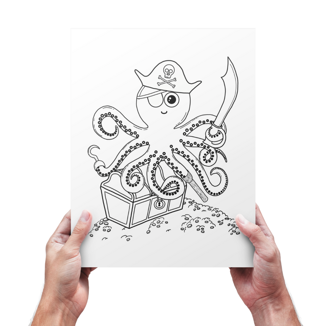 Pirate octopus coloring page printable free â