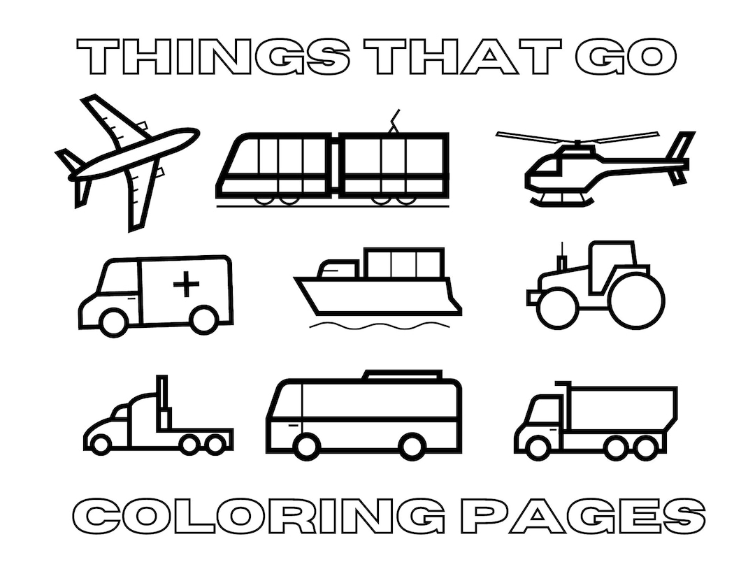 Things that go coloring pages instant download