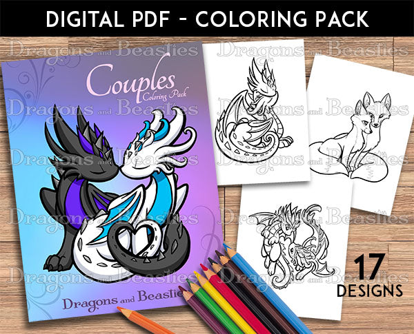 Couples coloring pack downloadable dragons beasties â dragons and beasties