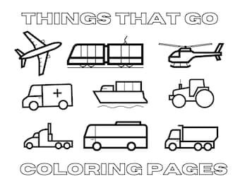 Things that go coloring pages instant download