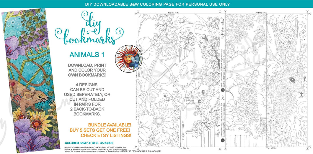 Animals set bookmarks downloadable printable