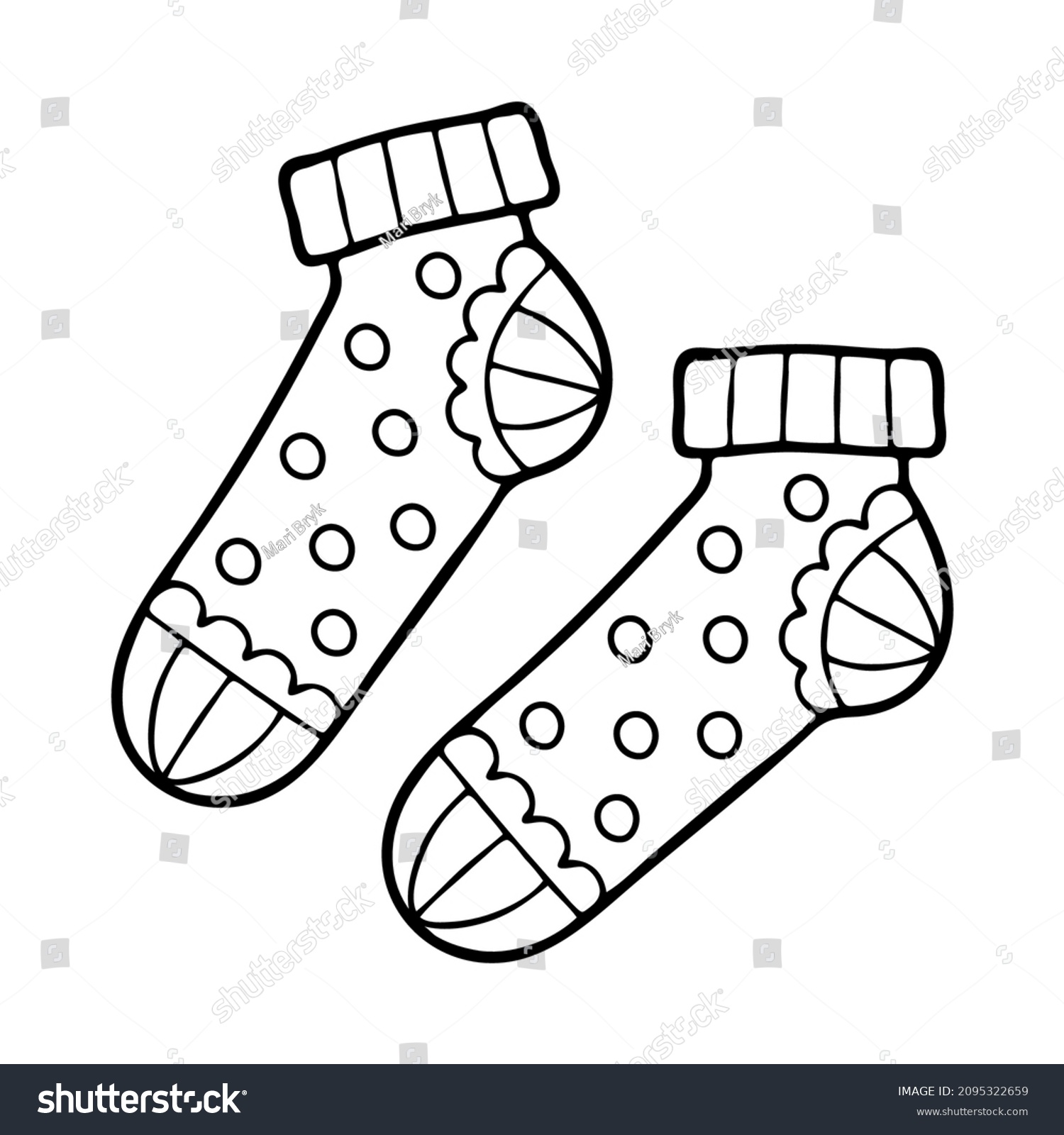 Pair warm socks coloring page clothes stock vector royalty free