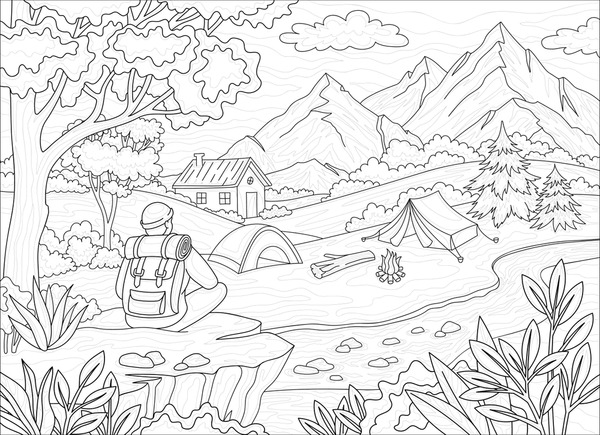 Coloring pages landscape mãs de ilustraciones y dibujos de stock con licencia libres de regalãas