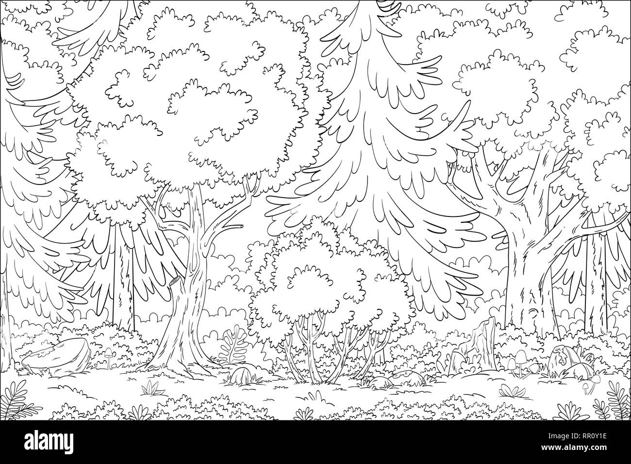 Libro para colorear el paisaje dibujar a mano ilustraciãn vectorial con capas separadas imagen vector de stock