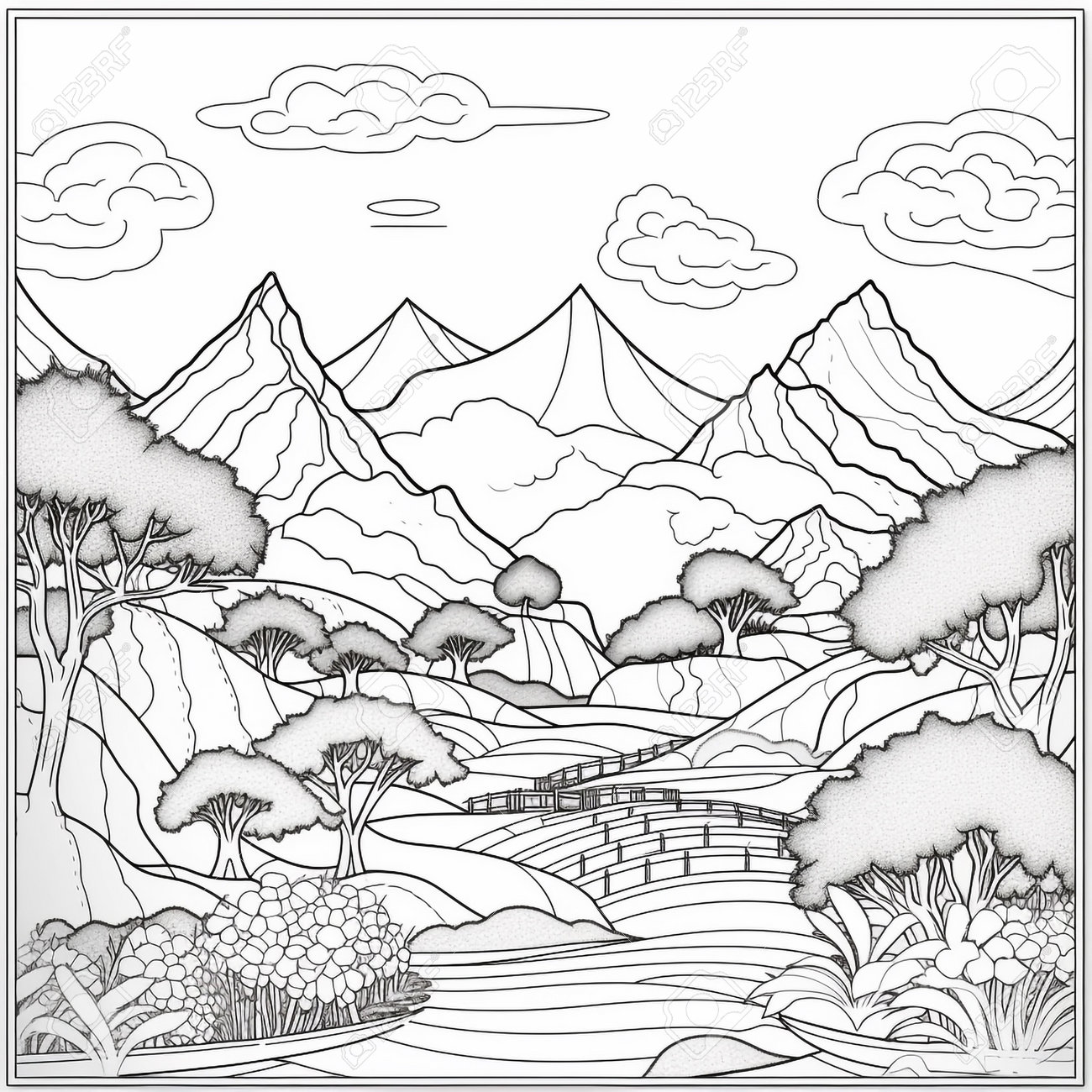 Dibujos de paisaj para colorear fotos retratos imãgen y fotografãa de archivo libr de derecho image