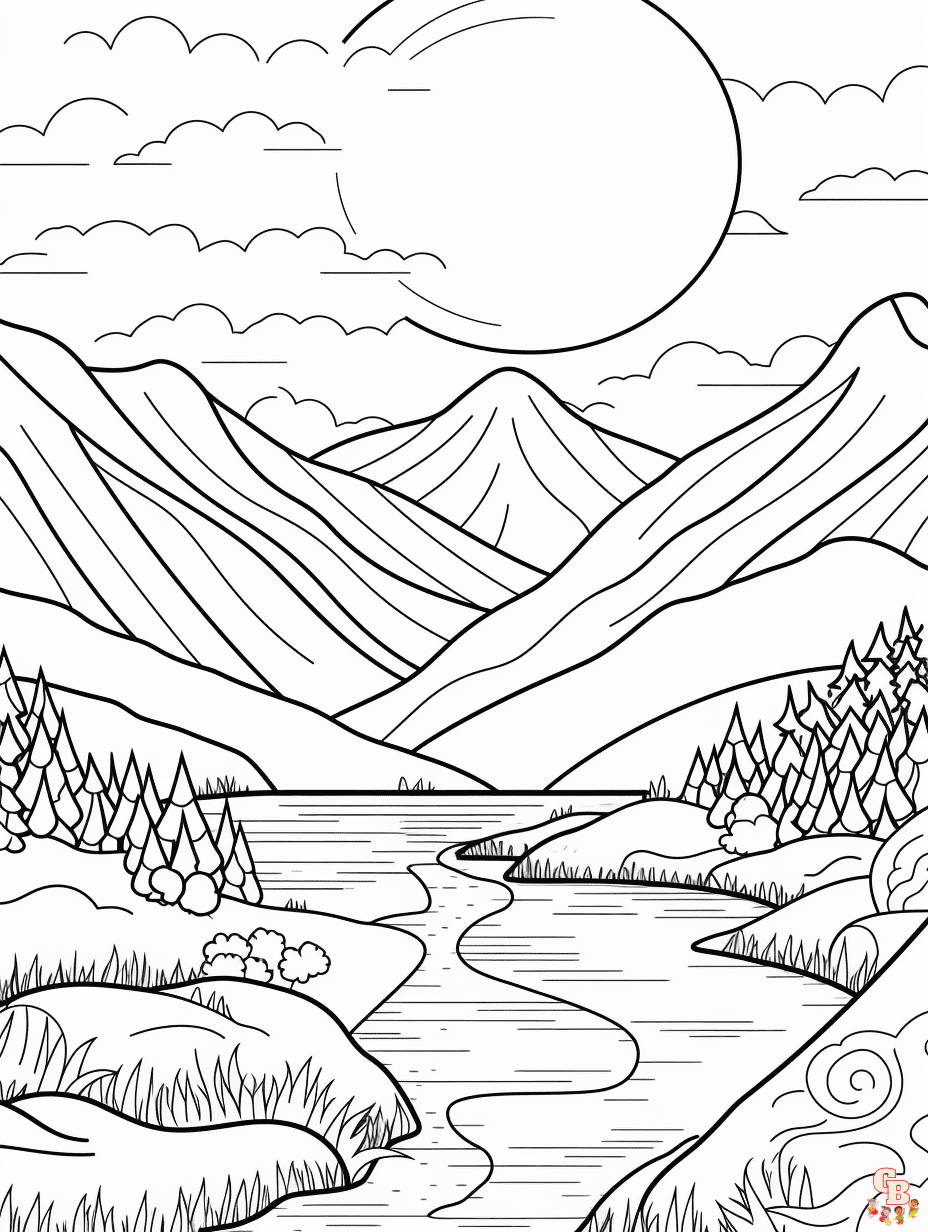 Printable landscape coloring pages for kids