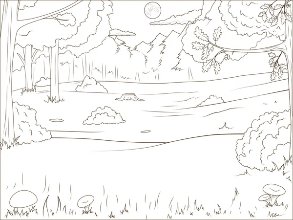 Paisaje para colorear imãgenes de stock de arte vectorial