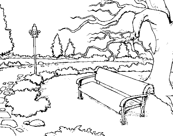 Dibujo de paisaje de parque para colorear