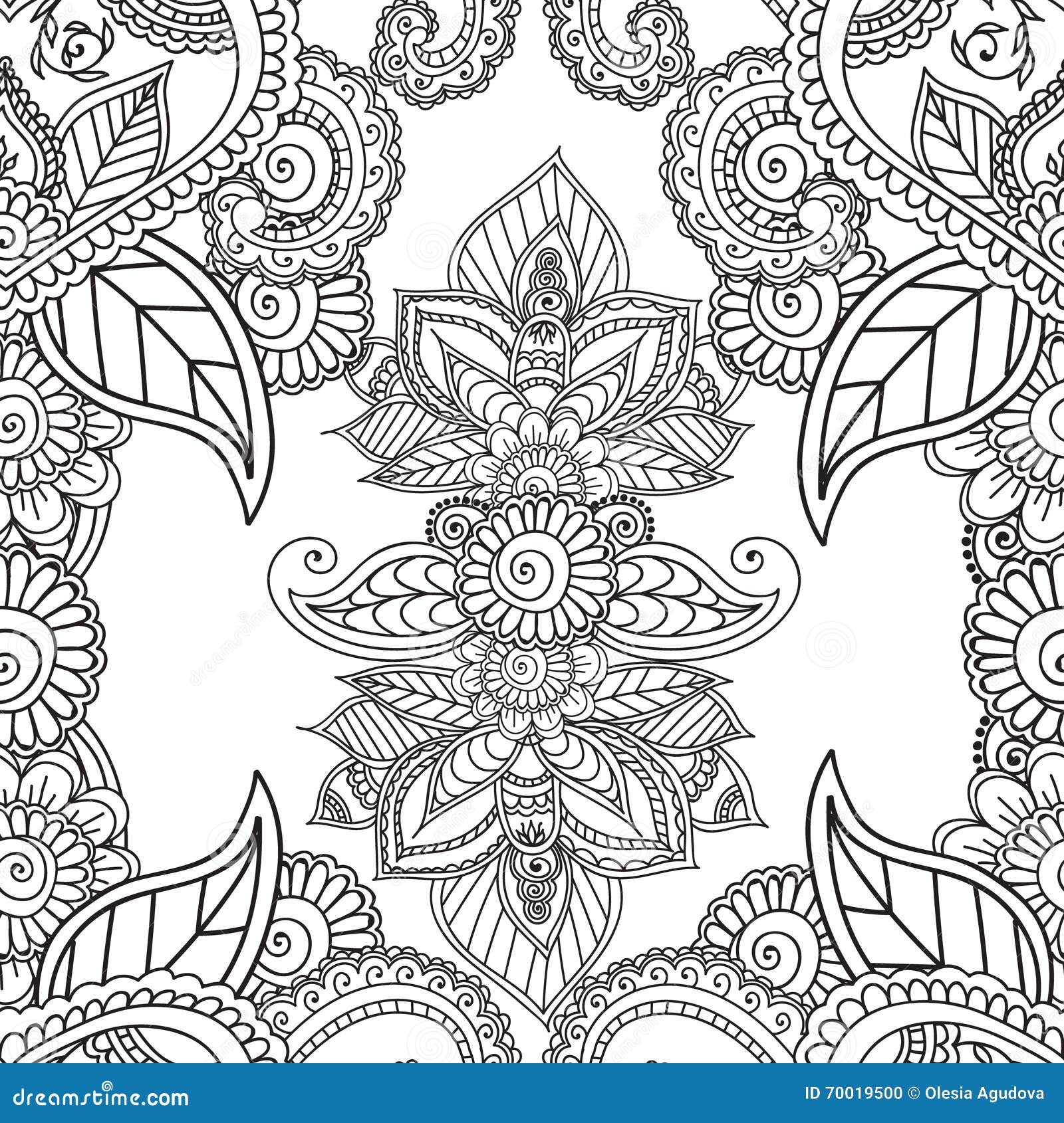 Coloring pages for adults seamles henna mehndi doodles abstract floral elements stock vector