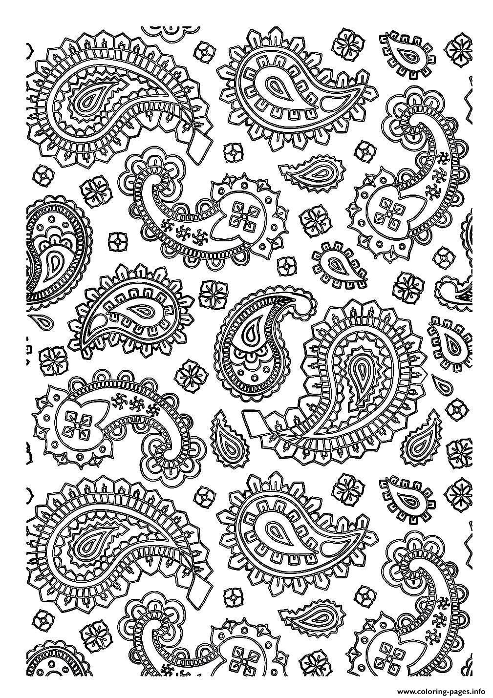 Adult patterns paisley coloring page printable