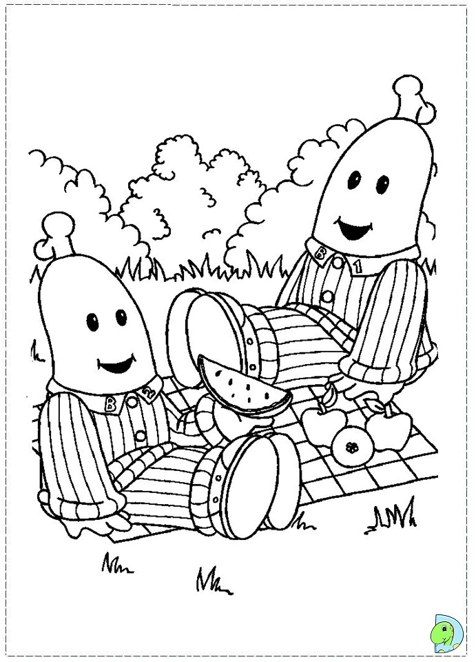 Bananas in pyjamas coloring page