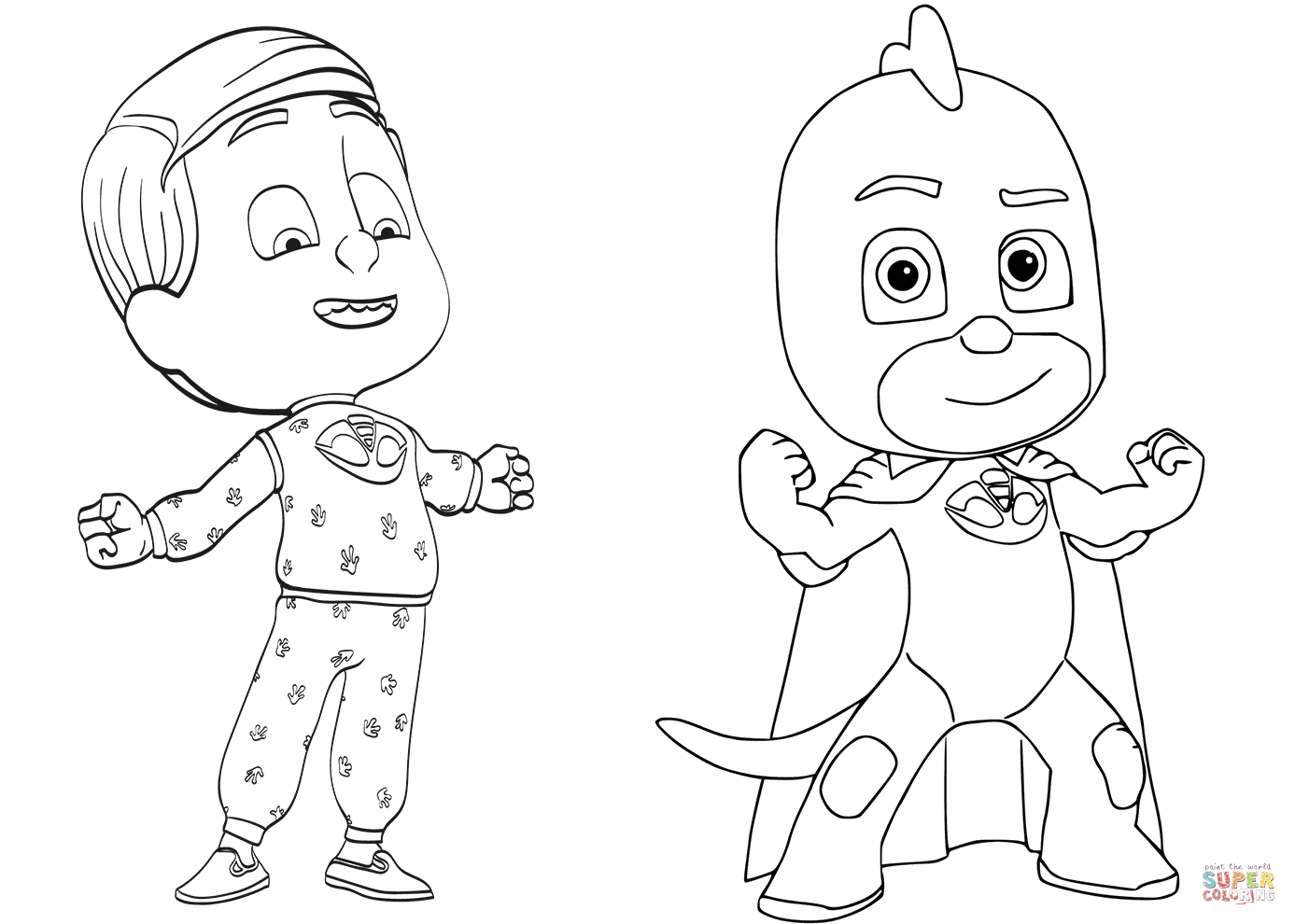 Pajama hero greg is gekko from pj masks coloring page free printable coloring pages