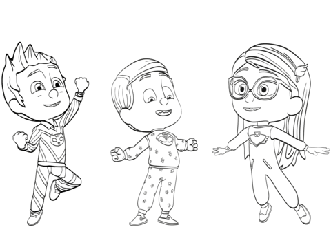 Pj masks pajama heroes coloring page free printable coloring pages