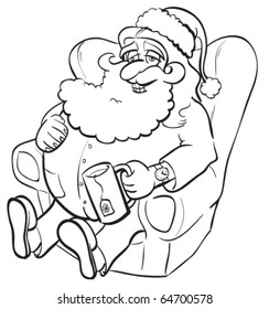 Santa resting pajamas black white color stock vector royalty free
