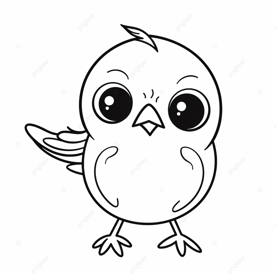 Linda pãgina para colorear de pãjaro bebã png quema de pãjaro de dibujos animados lindo simple bãsico aislado sobre fondo blanco pãgina para colorear de los niãos png imagen para dcarga