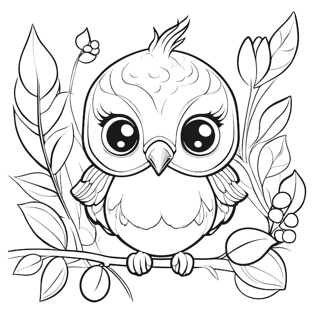 Lindo pãjaro bebã para colorear libros para niãos vector premium