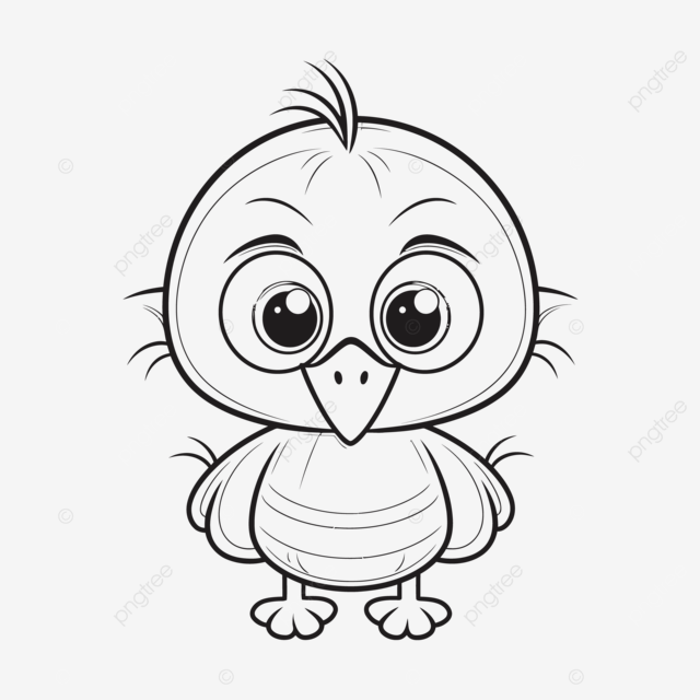 Dibujo de caricatura lindo pãjaro bebã colorido pãgina en un fondo blanco contorno bosquejo vector png dibujos dibujo del coche dibujo de dibujos animados dibujo bebe png y vector para dcargar gratis