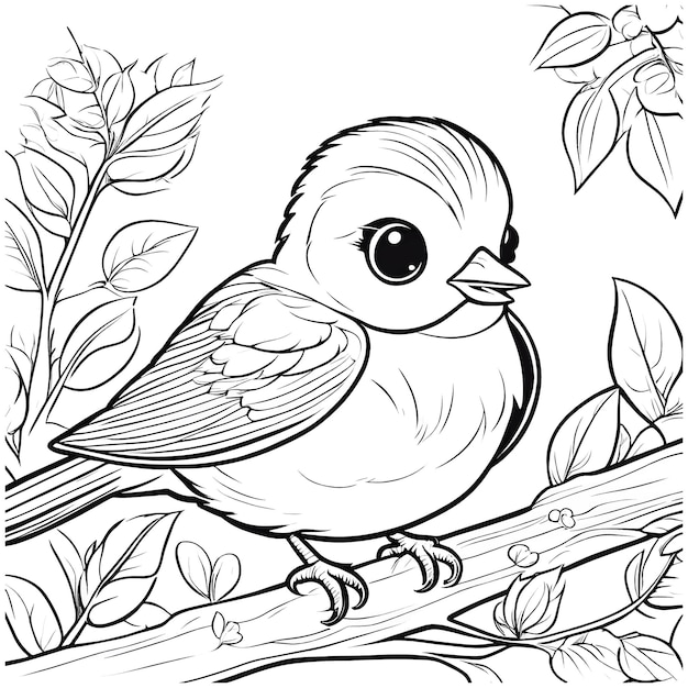 Lindo pãjaro bebã para colorear libros para niãos vector premium